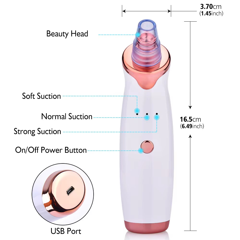 Vacuum Blackhead Removal Facial Cleansing Black Spots Suction Acne Pimple Remover Beauty Instrument USB Charge Skincare Tools