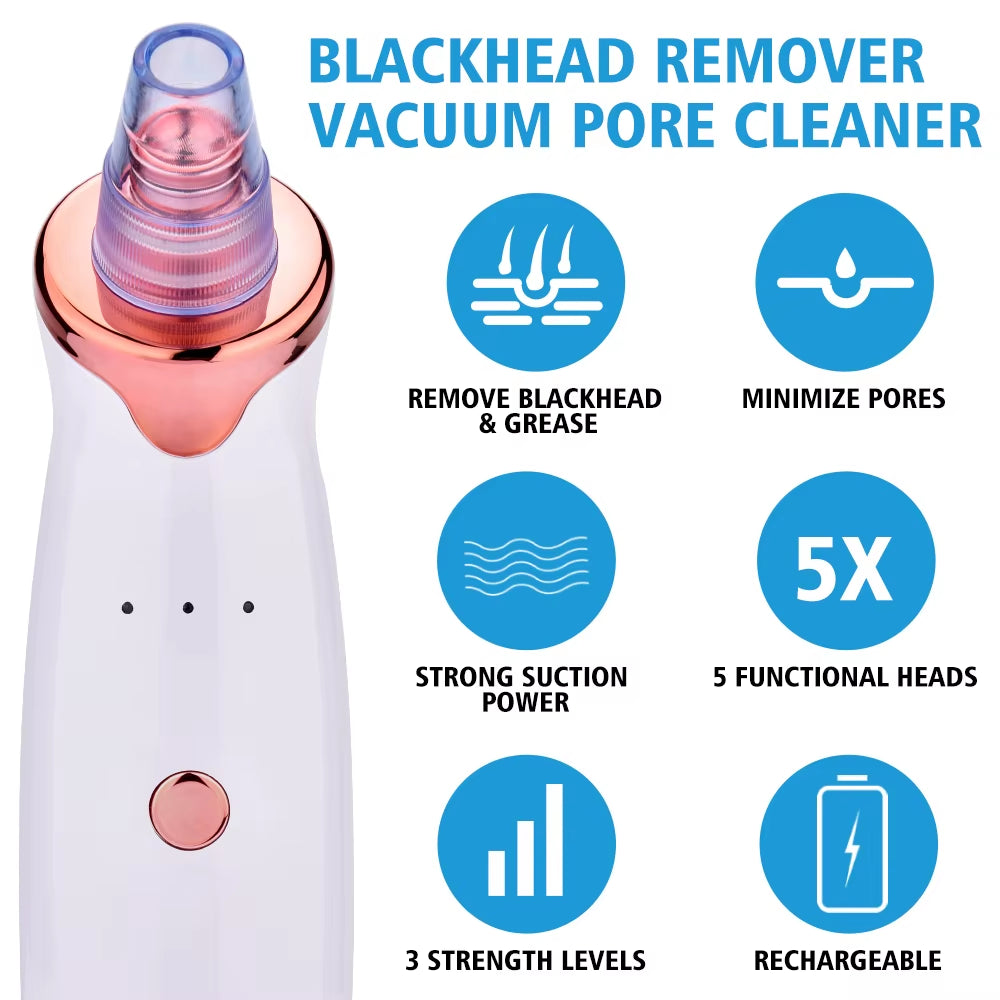Vacuum Blackhead Removal Facial Cleansing Black Spots Suction Acne Pimple Remover Beauty Instrument USB Charge Skincare Tools