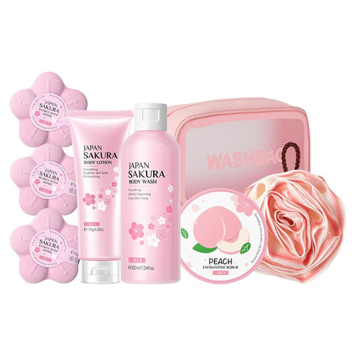 Cherry Blossom Bath & Shower Sets - Bath Salt - Body Lotion - Shower Gel- Scrub - Cosmetic Bag - Bath Ball